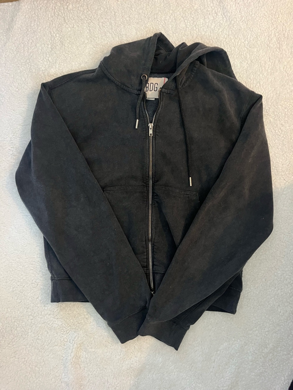 Gray Zip-Up Hoodie with Front Pockets